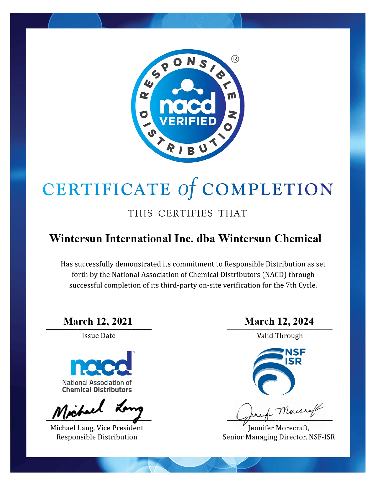 NACD Certificate of Completion 2021